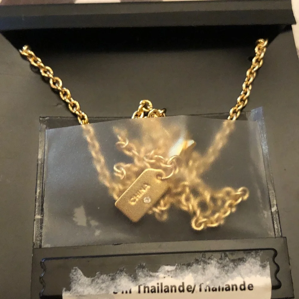 Authentic New on card COACH Gold-Tone Multi-Color Charm Necklace